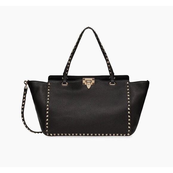 Valentino Handbags - Valentino Garavani Medium Grainy Calfskin Rockstud Bag Black
